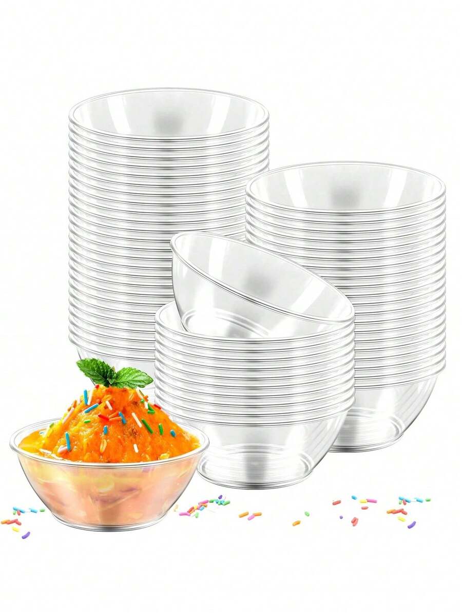 10/25 Pastry Bowls, Transparent Bowls, Salad Bowls, Kitchen Seasoning Plates, Soy Sauce Plates, Vinegar Plates, Suitable For Parties, Snacks, Food And Fruit Bowls, Used To Hold Ice Cream, Desserts, Soups, Snacks, Household Or Event Party Supplies - Multicolor - View 1