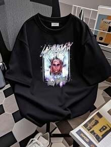 Camiseta de 180g de algodón puro con estampado del álbum "Born This Way" de 2011, de cuello redondo, manga corta, versátil, con diseño gráfico ligeramente estilizado, ropa de moda casual para mujer, elástica, unisex, cómoda, ropa de calle transpirable y suave para uso diario