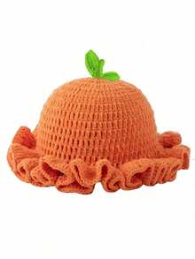 1 件男女通用手工针织无檐便帽，荷叶边渔夫帽，骷髅、南瓜、角图案，趣味角色扮演拉法帽 - 彩色 - 查看 15