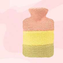 1pc Contrast Color Simple Hot Water Bottle, 1500ml Large Capacity Long-Lasting Warm, Comfortable Plush, Safe, Portable Heating Pad Suitable For Home, Sleep, Gift, Outdoor, Office, Study, Menstrual Cramps Relief, Autumn/Winter