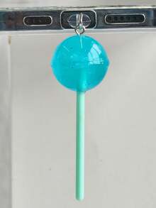 1pc Colorful Resin 3D Candy Lollipop Anti-Dust Plug Phone Charm Pendant, Suitable For Type C & Lightning Ports