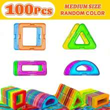 40/80/100 Pcs Children Magnetic Building Blocks Set, STEM Educational Construction Toys, ABS Material, Develop Kids' Hands-On Ability, Creative Learning Puzzle Gift