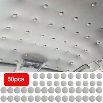 50 st. klämmor, skruvar, knappar och fästelement för att fixa hängande innertak, nylonhållare för reparation av innertak, lätta att använda, inget lim - grå sammetsrutig