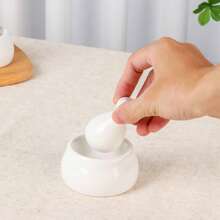 迷你白色陶瓷研钵和研杵套装，完整药丸研磨器，也适用于研磨香料、草药，陶瓷研磨碗，瓷质研磨器