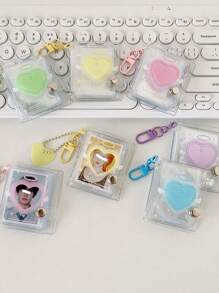 1 PC Transparent Shiny 2-Inch Card Album Boutique Keychain Pendant Photo Album Student Photo Id Photo Storage Album