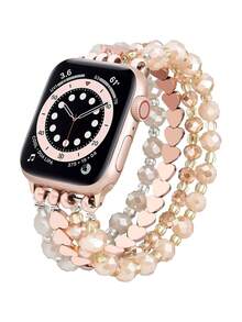 1pc Cute Pendant, Bead Boho Bracelets Compatible With Apple Watch Series 8/7/SE/6/5/4/3/2/1/SE Bands 38mm 40mm 41mm 42mm 44mm 45mm, Rose Gold, 38mm/40mm/41mm - Love Rose Gold - View 1