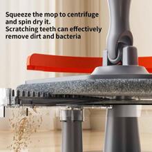 Spin Mop And Bucket Set With Separate Dirty And Clean Water, 360 Self Cleaning Mop And Bucket System With Widened Foldable Handle, 2 Replaceable Mop Pads, Square Mops For Floor Tile Marble Wall Cleaning - 灰色和橙色+2個墊子 - 查看 3