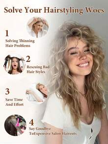 Curly Hair Extensions, 4PCS 12 Inch Clip In Hair Extensions Lace Weft Short Curly Clip Ins Invisible Natural Soft Hairpieces For Women - Multicolor - View 5