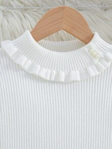 Suéter de cuello alto de manga larga informal para niñas, otoño