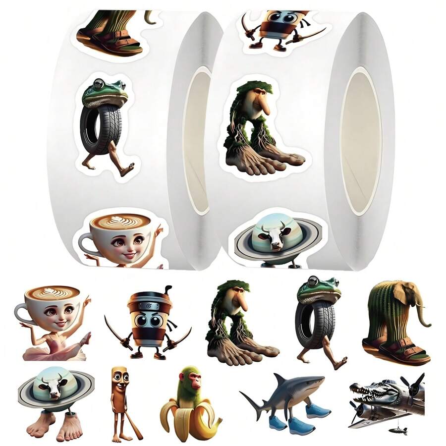 500PCS Shanhaijing Roll Stickers, Suitable For Notebooks, Mobile Phone Cases, Stationery, Toys, Water Cups, Personalized Decorations, And Can Also Be Used As Back-To-School Season, Birthday Gifts, Valentine's Day, Halloween, Christmas Gift Packaging Decorations School Supplies, Back To School