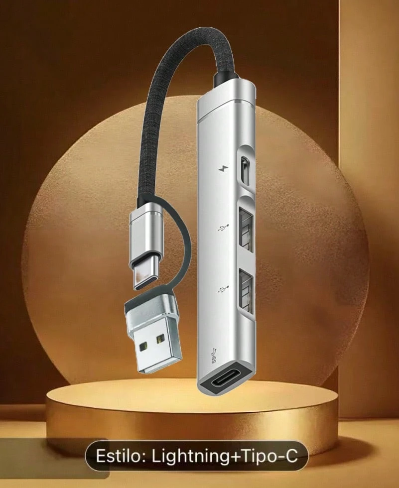 Lector de tarjetas de memoria tipo C a SDTF, expansor HUB, teléfono móvil, computadora, conectado a la carga de auriculares USB - Plateado - Ver 1