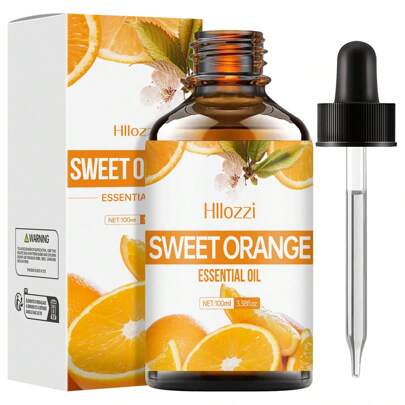 Hllozzi 30 ml/60 ml/100 ml Huile essentielle parfumée à l'orange douce en plusieurs tailles, extrait de fruits, arôme d'agrumes ensoleillé, convient pour le visage, les cheveux, la peau, le corps, peut être utilisé avec un diffuseur/pierre d'arôme/massage, magnifiquement conçu, portable, convient pour la maison, le bureau, les voyages, cadeau réfléchi pour les amis