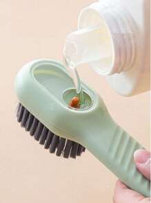 1pc Multi-Function Cleaning Brush With Liquid Dispenser, Home Use Pressure Activated Shoe Cleaning Brush, Soft Bristle Clothing Cleaning Brush