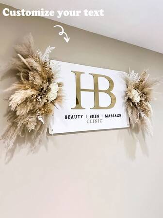 Personalization Transparent Acrylic Sign With Rose Gold And Golden Letters And Gold Lines, Custom Made Rectangle Salon Decor Sign For The Wall 3D Acrylic Business Sign | Custom Text Wall Signage | Rectangle Logo Sign | Hair Salon, Nail Studio, Aesthetics Clinic, Beauty Shop Signs, Gold And White Custom Sign For The Wall With All Mounting Material (Gold Stand Offs) INCLUDED