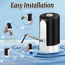 1 Stück USB aufladbares elektrisches Wasserpumpgerät, kompaktes & elegantes Design, einfache Installation, bequem & praktisch, Ein-Klick-Bedienung, blau leuchtende Anzeige, USB-Ladeanschluss, eine vollständige Aufladung kann etwa 6 Eimer à 19 Liter Flaschenwasser pumpen, leistungsstarker Motor
