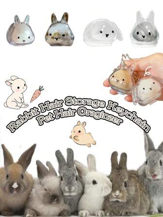 1pc Cute Transparent Pet Rabbits Hair Keepsake Capsules, Pet Hair Storage Keychain, Cute Rabbits-Shaped Memorial Containers With Collar Design, Sealed Pet Rabbits Fur Storage For DIY Memorial Pendant, Gift For Rabbits Lovers & Pet Loss Sympathy, Ideal Choice To Remember Beloved Pets, Pet Accessory, Unique Personalized Pet Accessory