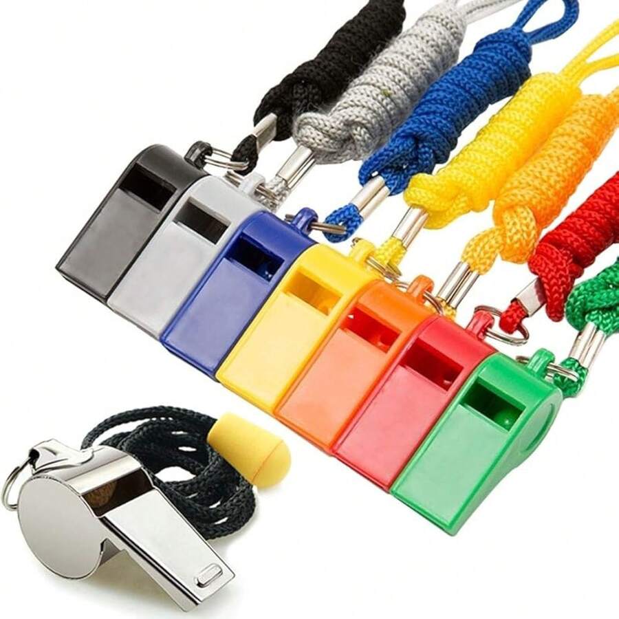 Whistle, Sports Whistles With Lanyard, Loud Crisp Sound Whistle Bulk Ideal For Coaches, Referees, And Officials - 8PCS - View 1