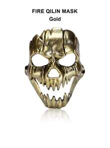 1/2pcs Halloween Fiery Qilin Mask, Scary Ghost Face Mask, Vintage Fanged Skull Mask, Halloween Mask