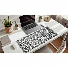 French KOKO Desk, Large Desk Pad Large Mouse Pad Cute Desk Accessories Home Office Essentials XL Desk Desk Pad Keyboard Mouse Desk Pads On Top Of Desks Computer Pink Floral Women Girls - Black White Rug - 查看 3