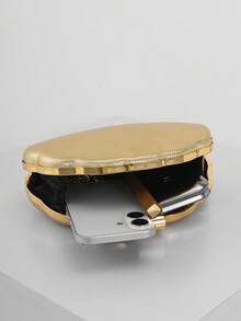 Túi xách nữ kiểu dáng vỏ sò tối giản bằng da cao cấp, thanh lịch và quyến rũ, túi xách dự tiệc lấp lánh cho đêm tiệc trang trọng, túi xách cưới lãng mạn với dây xích có thể tháo rời, túi dự tiệc, hoàn hảo cho tiệc cưới, dạ hội, tiệc tối/tiệc chiêu đãi, phối cùng váy dạ hội, váy đính sequin, váy cưới, sequin. - Vàng - Xem 5