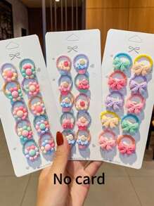 20 件/包女孩发饰弹性发带花朵蝴蝶结发圈，高弹力不伤发橡皮筋，可爱拇指发圈