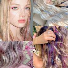 18色闪光发丝接发，约7600根全息闪光丝，耐热彩色闪光，适合圣诞派对、万圣节和其他节日（18色） - 彩色 - 查看 6