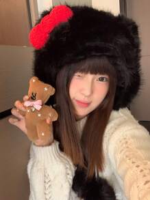 1 件女士黑色涤纶可爱猫耳耳套秋季配饰 - 黑色 - 查看 2