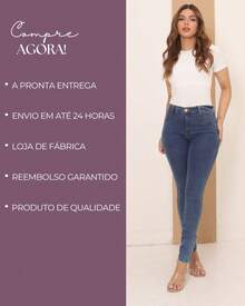 Calça Jeans Feminina Premium Skinny Cintura Alta Levanta Bumbum com Lycra Elastano Com Bolso Traseiros
