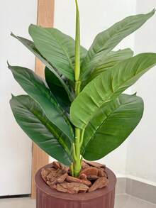 Artificial Ficus Lyrata With Wavy Cone Pot Home Garden - Rust Brown - View 4