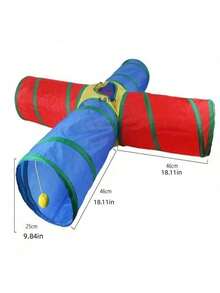 Túnel plegable para gatos, túnel de combinación de 4 vías arcoíris para gatos y conejos, tubo plegable para interiores/exteriores, fácil de transportar - Multicolor - Ver 4