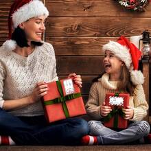 Etiquetas de presente de Natal 1 rolo - Etiquetas autoadesivas para embrulho de presentes - Designs festivos com saudações de Feliz Natal