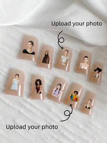 10 Pieces Acrylic Press On Nails,Summer Nails Press On Nails Beach Essentials, Halloween Nails,Christmas Nails,Customization Of Christmas And Halloween Elements, Duck-Billed Fake Nails, DIY, Custom Pattern, Nail Supplies, Nude Nails,Suitable For Ladies To Use In Weddings, Parties, Holidays, Gift Nail Tools. - Multicolor - View 1