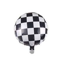 6PCS Checkerboard Balloon Aluminum Foil Balloon 18INCH Black White Checkered Balloon For Racing Themed Party - White - View 3