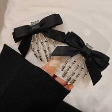 1pc Unique Bow Skull Claw Hair Clip Headpiece, Retro Duck Clip Hairpin For Halloween