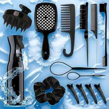 Set de 14 instrumente de coafat păr, inclusiv pieptene de masaj, sticlă cu pulverizator, pieptene gol, pieptene de coafat, pieptene de îndreptat părul, pieptene cu mâner gol, pieptene pentru ondulat, pieptene pentru spate, pieptene pentru ondulat, instrumente de coafat păr, perie de păr, pieptene pentru descurcat părul, frizerie, instrumente de păr, produse pentru păr, perie, perie netedă pentru spate, îngrijirea părului, perii de păr, pieptene pentru păr, perie de păr, perie de păr, perie mică pentru păr, produse pentru păr creț, echipament de coafură, Crăciun, frizerie, coafură, pieptene din lemn, articole esențiale de călătorie, coafură, coafură