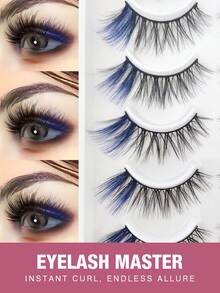 10 Pares de Cílios Postiços Azuis de Falso Vison Macio em Formato de Olho de Gato, Alongam o Canto Externo, Adequados para Festivais, Férias, Encontros e Outras Ocasiões