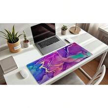 French KOKO Desk, Large Desk Pad Large Mouse Pad Cute Desk Accessories Home Office Essentials XL Desk Desk Pad Keyboard Mouse Desk Pads On Top Of Desks Computer Pink Floral Women Girls - Màu tím cẩm thạch - Xem 2