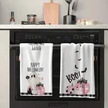 2/4 Pcs Halloween And Christmas Kitchen Towels, Ghostly Bicolor Pattern Dish Towels, And Gingerbread Man Pattern Towels, Scary Hand Drying Towels For Cooking And Wiping. Soft, Absorbent And Durable, Suitable For Home Decor And Halloween Party Decoration. Also Applicable For Halloween Decor, Room Decor, Autumn And Winter Decor.