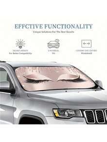 59.06" X 27.5" Foldable Car Windshield Sunshade - Innovative & Fun Auto Sun Visor Provides Maximum Protection, Keeps Your Vehicle Cool - Beautiful Eyelashes - View 7
