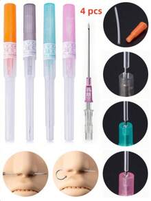 Kit de catéter IV de liberación automática para perforación de oreja y nariz, herramientas de perforación corporal, suministros de perforación, Nuevo surtido de 8 piezas de agujas de catéter de acero de 14G, 16G, 18G, 20G para perforaciones - Multicolor - Ver 18