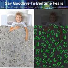 男孩游戏毯礼物，游戏控制器柔软盖毯，适合 3-14 岁儿童幼儿青少年生日，男孩游戏室装饰毯 50 英寸 X 60 英寸 - 灰色遊戲手柄 - 查看 6