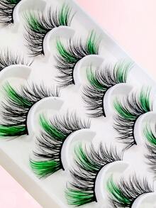 10 Pares de Cílios Coloridos A20-2 [Verde], Cílios Postiços de Falso Vison Macio em Formato de Olho de Gato, Alongam o Canto Externo, Aumentam o Tamanho dos Olhos, Adequados para Festivais, Férias, Encontros e Outras Ocasiões Cílios em Tiras, Cílios, Cílios Postiços, Cílios Falsos