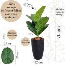 Artificial Ficus Lyrata With Wavy Cone Pot Home Garden - Black - View 3