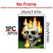 1 Stück/Set abstraktes Vitalitäts-Pixel-Schädel-Flammen-Leinwandposter, dekorativer Kunststil, Wandbilder für Innenräume, Poster und Drucksachen, Geschenkwandbilder, Schlafzimmer, Büro, Wohnzimmer, Café, Wanddekoration, Heim- und Studentenwohnungsdekoration, wahlweise mit Rahmen, Halloween-Dekoration, Herbstdekoration, Raumdekoration. - Verschiedenfarbig - Übersicht 16