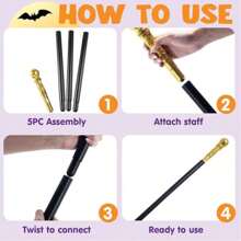 1pc Unique Shaped Creative Walking Stick (Spherical, Snake Head), Egyptian Style King Pimp Cane, Stage Performance Wand, Adult Party Magic Wand, Vintage Staff Prop - Multicolor - View 3