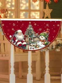 1pc Merry Christmas Fan-Shape Banner, Polyester Santa Claus Snowman Outdoor Banner, 2025 Christmas Decorations For Home Garden Fence, Yard Bunting Flag, Xmas Party Supplies