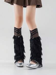 1双女士春夏Y2K风格纯色可爱学生洛丽塔公主白色蕾丝边网眼腿套圣诞礼物 - 均碼 - 查看 9