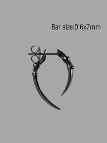 1 件個性化不銹鋼爪吊墜耳環男士復古耳環配件黑色和銀色穿孔 - 黑色 - 查看 8