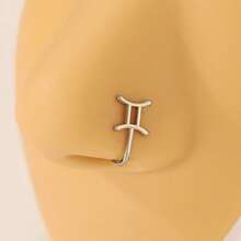 1 件时尚简约十二生肖假鼻环适合女性日常佩戴、节日和生日礼物，无需穿孔鼻夹