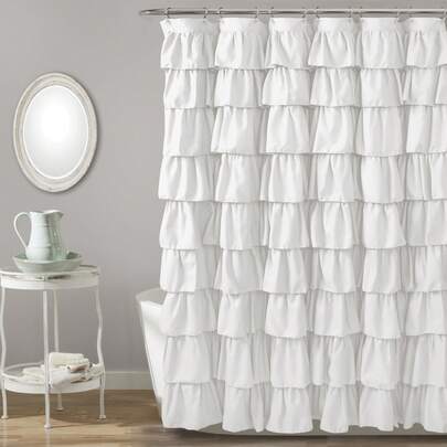  Lush Decor Ruffle Shower Curtain Blush 72X72 Halloween-Fall Decor-Room Decor